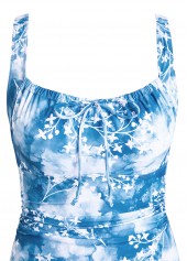 Bowknot Floral Print Dusty Blue One Piece Swimwear | thumb picture 