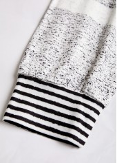 Black Zipper Striped Long Sleeve Turn Down Collar Sweatshirt | thumb picture 