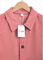 Dusty Pink Button Up Turn Down Collar Corduroy Waistcoat | thumb picture 