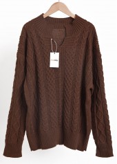 Dark Coffee Split Long Sleeve Sweater | thumb picture 