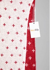 Christmas Wine Red Geometric Elk Print Scarf | thumb picture 
