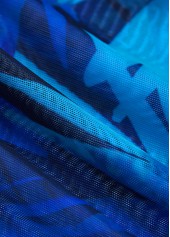 Patchwork Tropical Plants Print Royal Blue Tankini Set | thumb picture 