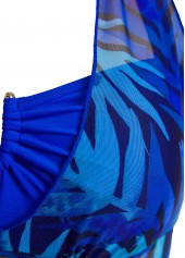Patchwork Tropical Plants Print Royal Blue Tankini Set | thumb picture 