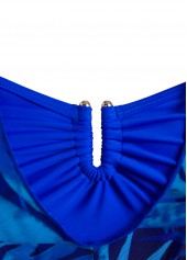 Patchwork Tropical Plants Print Royal Blue Tankini Set | thumb picture 