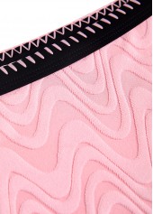 Contrast Binding Jacquard Light Pink Bikini Set | thumb picture 