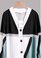 Multi Color Button Geometric Print Long Sleeve Coat | thumb picture 