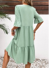 Light Green Button A Line Half Sleeve Dress | thumb picture 