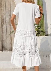 White Embroidery Short Sleeve Round Neck Dress | thumb picture 