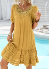 Ginger Embroidery A Line Half Sleeve Round Neck Dress | thumb picture 