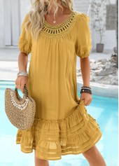 Ginger Embroidery A Line Half Sleeve Round Neck Dress | thumb picture 