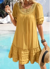 Ginger Embroidery A Line Half Sleeve Round Neck Dress | thumb picture 