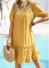 Ginger Embroidery A Line Half Sleeve Round Neck Dress | thumb picture 