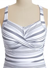 Criss Cross Striped Grey Tankini Set | thumb picture 