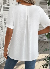 Bleaching White Button Short Sleeve Round Neck Blouse | thumb picture 