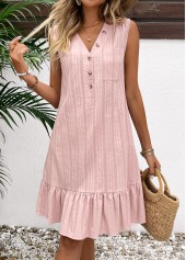 Light Pink Button A Line Sleeveless Dress | thumb picture 