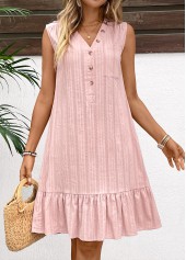 Light Pink Button A Line Sleeveless Dress | thumb picture 
