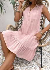 Light Pink Button A Line Sleeveless Dress | thumb picture 