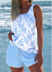 Tie Floral Print Blue Tankini Set | thumb picture 