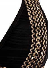 Jacquard Tie Black Patchwork Bikini Set | thumb picture 