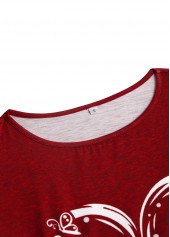 Red Patchwork Heart Print Long Sleeve T Shirt | thumb picture 