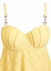 Jacquard Detail Yellow Bandeau Tankini Set | thumb picture 