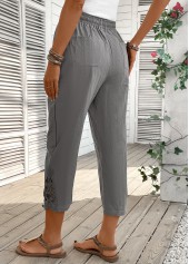 Light Grey Drawstring Straight Leg Elastic Waist Pants | thumb picture 