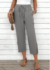 Light Grey Drawstring Straight Leg Elastic Waist Pants | thumb picture 