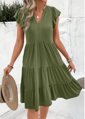 Olive Green Split Short Sleeve Dress | thumb picture 