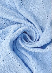 Light Blue Lace Short Sleeve Split Neck Blouse | thumb picture 