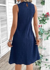Navy A Line Sleeveless Round Neck Dress | thumb picture 