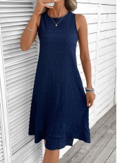 Navy A Line Sleeveless Round Neck Dress | thumb picture 