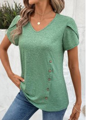 Sage Green Short Sleeve V Neck T Shirt | thumb picture 