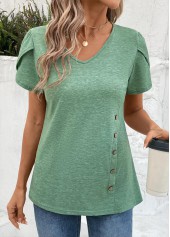 Sage Green Short Sleeve V Neck T Shirt | thumb picture 