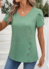 Sage Green Short Sleeve V Neck T Shirt | thumb picture 