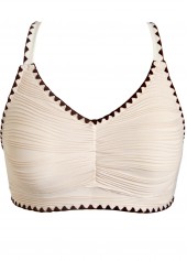 Ruched Light Camel V-Neck Bikini Set | thumb picture 