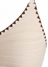 Ruched Light Camel V-Neck Bikini Set | thumb picture 