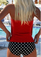 Hot Stamping High Waisted Geometric Print Red Tankini Set | thumb picture 