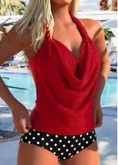 Hot Stamping High Waisted Geometric Print Red Tankini Set | thumb picture 