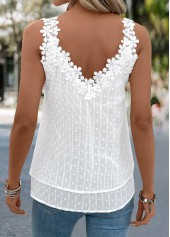 White Embroidery Sleeveless V Neck Tank Top | thumb picture 