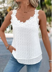 White Embroidery Sleeveless V Neck Tank Top | thumb picture 