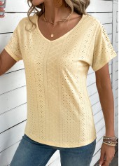 Ginger Embroidery Short Sleeve V Neck T Shirt | thumb picture 