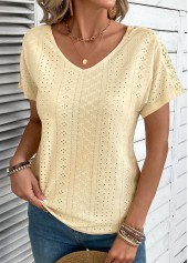 Ginger Embroidery Short Sleeve V Neck T Shirt | thumb picture 