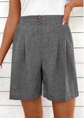 Dark Grey Marl Button Straight Leg High Waisted Shorts | thumb picture 