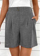 Dark Grey Marl Button Straight Leg High Waisted Shorts | thumb picture 
