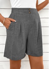 Dark Grey Marl Button Straight Leg High Waisted Shorts | thumb picture 