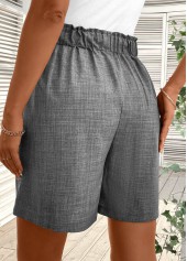 Dark Grey Marl Button Straight Leg High Waisted Shorts | thumb picture 