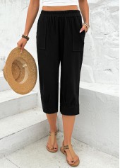 Black Straight Leg Elastic Waist High Waisted Pants | thumb picture 