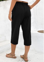 Black Straight Leg Elastic Waist High Waisted Pants | thumb picture 