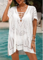 White V Neck Lace Up Cover Up | thumb picture 
