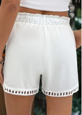 White Drawstring Elastic Waist High Waisted Shorts | thumb picture 